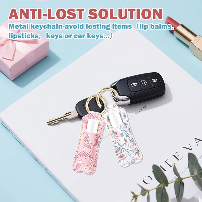 HEYSKAY Lip Balm Holder Keychain,Stocking Stuffers Gifts Lipstick Keychain Holder Compatible with Chapstick,Lipgloss Keychain
