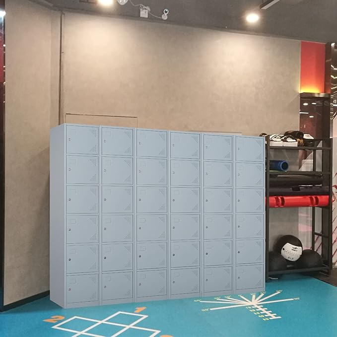 Metal Locker with 6 Doors, 71" Lockers for Employees Steel Storage Locker, Lockable Locker Cabinet for School, Gym, Home Office and Garage(Grey)