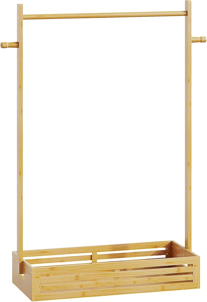 Kids Clothing Rack for Toddler, Pets Clothes Rack with Storage Box & Hanging Rod for Dogs/Cats, Baby Clothes Closet Stand for Nursery Room (Natural, Kids)