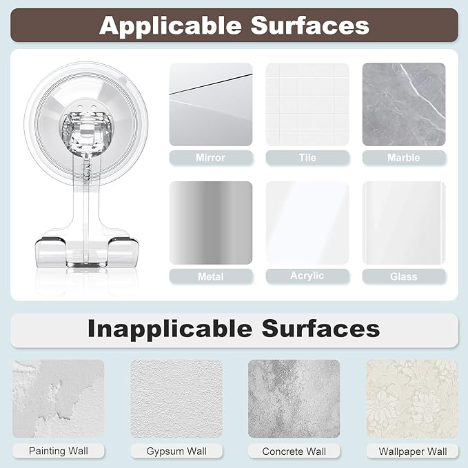 VIS'V Suction Cup Razor Holder, Shower Suction Razor Hooks for His and Hers, Removable and Reusable, Clear, 4 Pcs