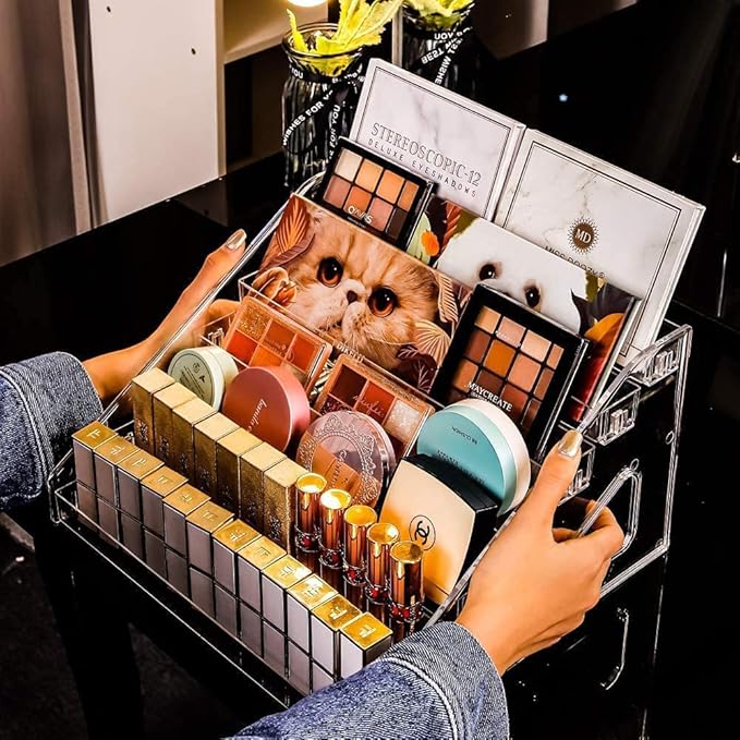 Nail Polish Organizer 84 Bottles of 7 Layers Sunglass Organizer Acrylic Display Rack Eyeglasses Storage Essential Oils Holder Makeup Organizer No Tool Needed Assembly, Clear (2 Pack)