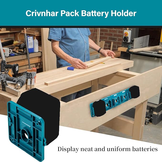Battery Mount Holder Work for Makita 18V Batteries, Wall Mounts Hanger Fit for BL1860 BL1850 BL1840 BL1830, Organize Garage/Workshop/Work Truck(10 Pack,w/20 Screws, No Battery)