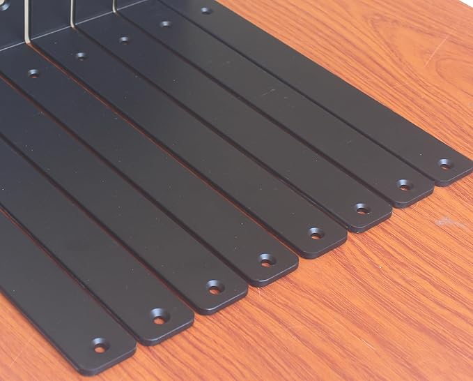 10 Pack - L 12" x H 8" x W1.5, 5mm Thick Black L Shelf Bracket, Iron Shelf Brackets, Metal Shelf Brackets, Floating Shelf, Shelf Supports with Screws