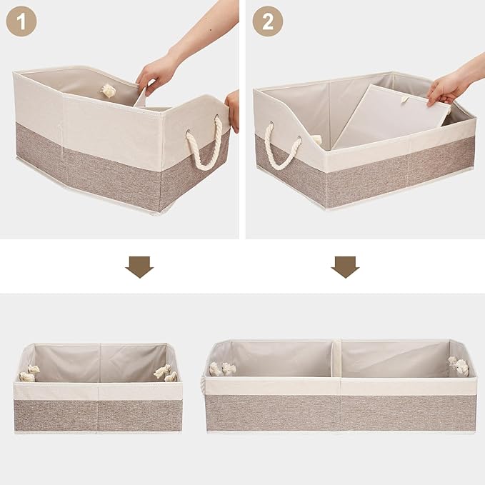 Large Dog Toy Basket With Handle, Foldable Dog Toy Box for Living Room Area, 20" Basket for Dog's Toys, Clothes, Organizers and Storage with Hard Board, Anti-slip for Pet Toys (Brown, Medium)