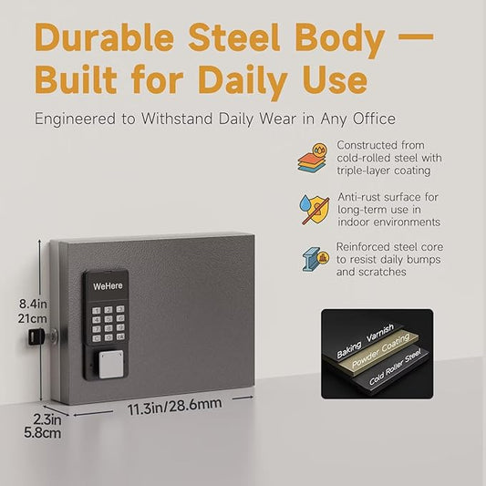 16 Key Lock Box Wall Mount, Smart Key Cabinet, use One Time Password,Fixed Code, Bluetooth, Wi-Fi Remote, Key Unlock, Security Lockbox Organizer for Valets, Hotel, Car, Office Key Management & Storage