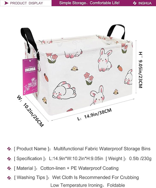 Rectangular Storage Basket Fabric Organizer Bin for Toys,Books,Clothes,Gifts,Pets-Perfect for Home,Office,Nursery,Dorm,Shelf(Rec-rabbit)