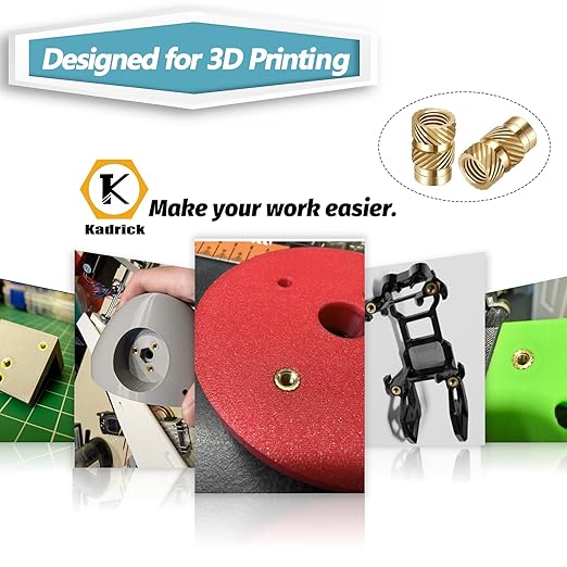 Kadrick 420Pcs M3 M4 M5 Threaded Inserts Assortment Kit for 3D Printing Components, Metric Brass Knurled Nuts, Insert by Heat into Plastic Parts