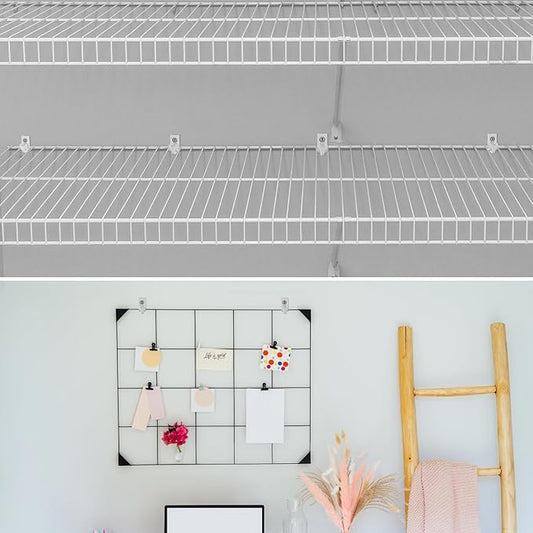 40 Pcs Closet Shelf Clips Set, White Heavy-Duty Plastic Down Wall Clips for Hanging Wire Shelves, Keys, Paintings, Decorations