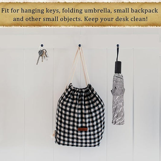 Push Pin Picture Hooks, 60 Pcs Black Push Pin Hangers, Decorative Push Pins for Wall Hanging, Thumb Tacks for Hanging, Bulletin Board Hooks