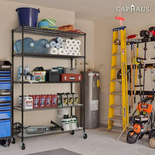 CAPHAUS NSF Commercial Grade Heavy Duty Wire Shelving w/Wheels, Leveling Feet & Liners, Storage Metal Shelf, Garage Shelving, Utility Wire Rack Shelves, 30 x 14 x 64 5-Tier w/o Liner