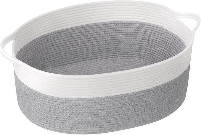 Goodpick Rope Baskets for Gifts Empty, Baby Gift Basket for Nursery Bathroom, Large Dog Toy Basket with Handles, Woven Baskets for Toy Storage, 19.7" X 11" X 7.9", Gray
