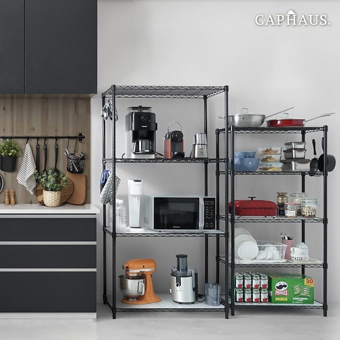CAPHAUS NSF Heavy Duty Wire Shelving w/Wheels, Leveling Feet & Liners, Storage Metal Shelf, Garage Shelving Storage, Utility Wire Rack Storage Shelves, W/White Clear Liner, 36 x 18 x 76 4-Tier
