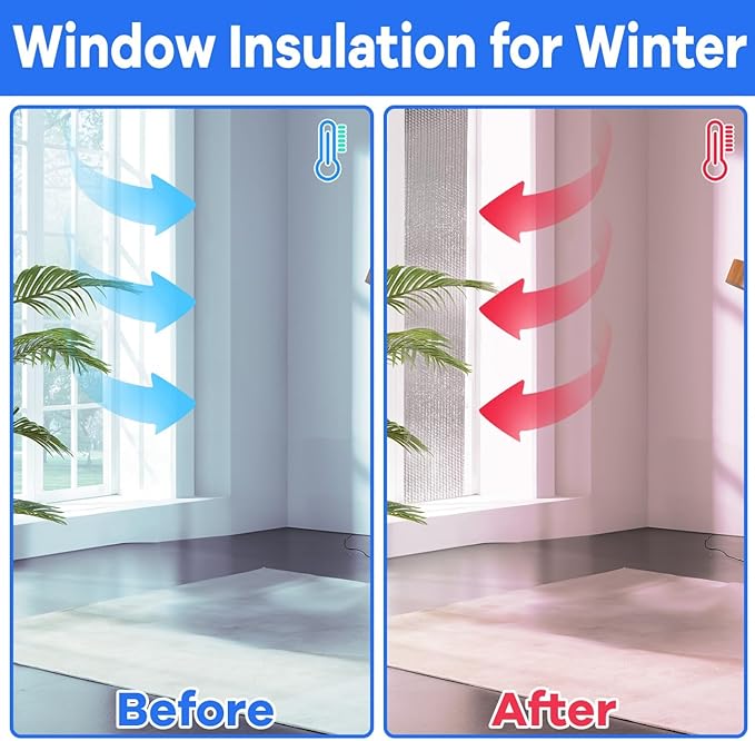 YoleShy Double Reflective Insulation 48 in X 15 FT RV Window Insulation for Summer Heat Reflective Window Film for Roof, Car, Garage Doors