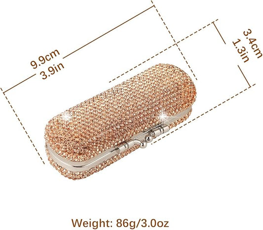 AsAlways Shiny Rhinestone Crystal Portable Lipstick Case with Mirror Portable Bling Diamonds Makeup Cosmetic Storage Holder for Travel Ladies Fashion