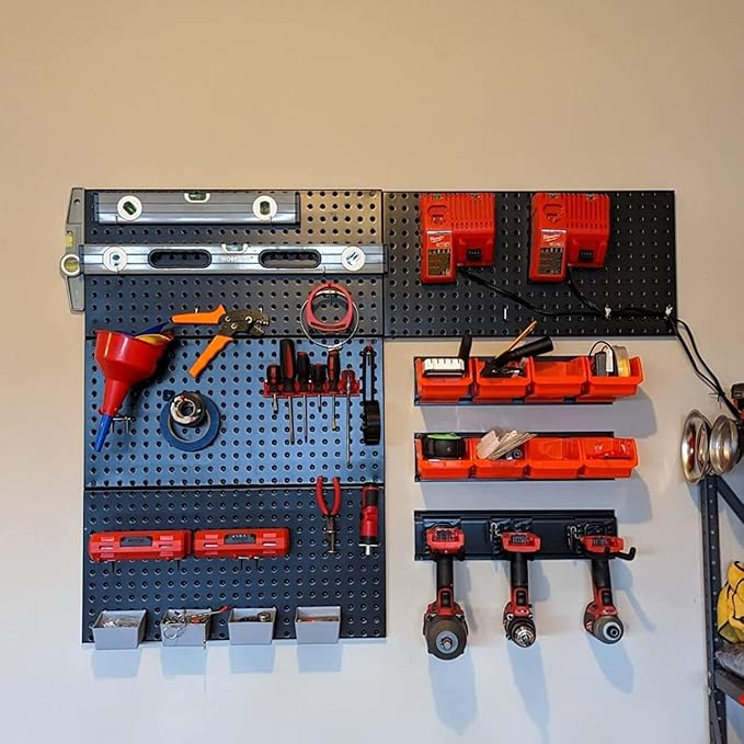 Wallmaster 8-Bin Storage Bins Garage Rack System 2-Tier Orange Tool Organizers Cube Baskets Wall Mount Organizations (Orange)