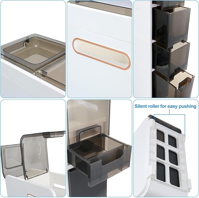 Ultra Thin Bathroom Storage Cabinet with Drawers for Living Room, Slim Bathroom, Kitchen, Room and Other Small Items (4 Tiers)