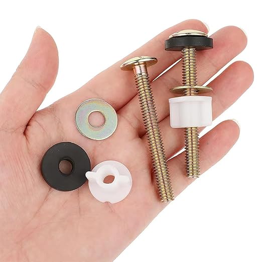 2 PCS Toilet Seat Screws Replacement Kit, Heavy Duty Toilet Seat Fastener with Plastic Nut and Metal and Rubber Washers, Universal Toilet Seat Bolt and Screw Set for Top Mount Toilet Seat Hinge
