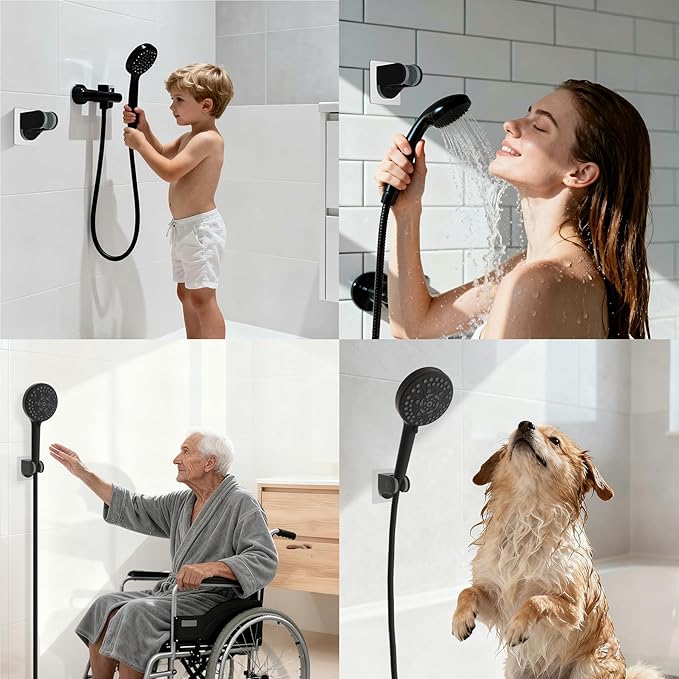 Hibbent Showerhead Holder, Strong Adhesive and Waterproof Handheld Shower Holder and Bracket, Height Adjustable Shower Wand Holder, Wall Mount, No Drilling, Oil Rubbed Bronze