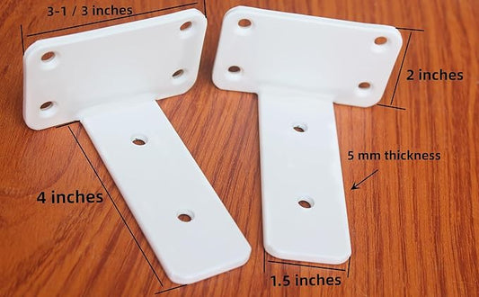 6 Pack - 4 inch White Hidden L Shelf Bracket (1/5 Inch Thicked) Iron Floating Shelf Brackets Rustic Industrial Metal Brackets for Shelf Support