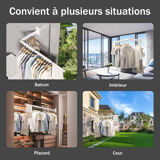 Wall Mounted Clothes Drying Rack, Collapsible Laundry Drying Rack, Retractable Foldable Drying Rack Clothing for Hanging Clothes,White-Hooks