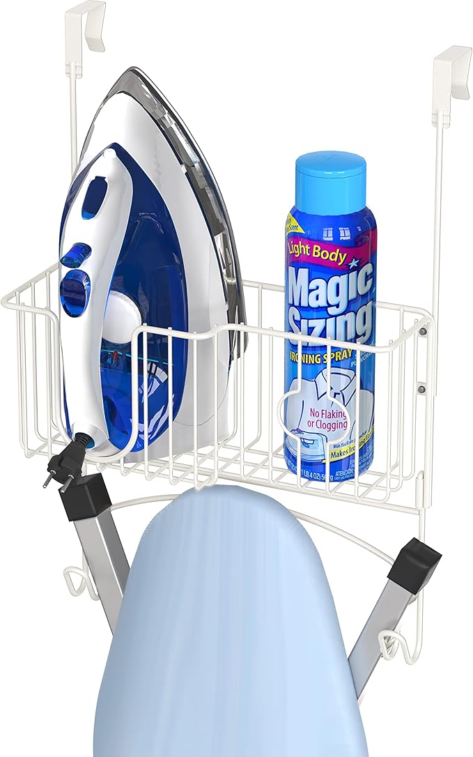 Simple Houseware Over-The-Door/Wall-Mount Ironing Board Holder, White