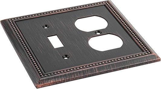 Henne Bery Sunken Pearls Decorative Wall Plate Switch Plate Outlet Cover (Toggle/Duplex, Aged Bronze)