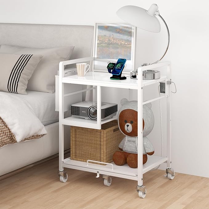 Printer Stand with Storage Tall Large Printer Table with Wheels Heavy-Duty Printer Rolling Cart for Home Office Rustic Brown