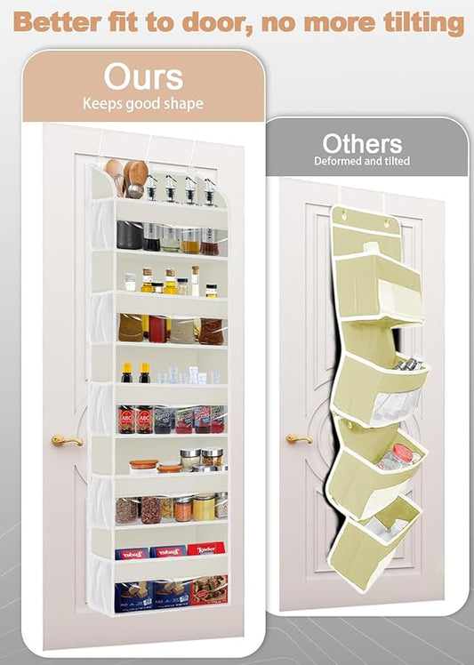 1 Pack Over The Door Storage Organizer with 5 Pockets 10 Mesh Pockets, 44 lbs Weight Capacity Door Hanging Organizers and Storage for Bedroom,Bathroom,Nursery,Kidroom,Babyroom