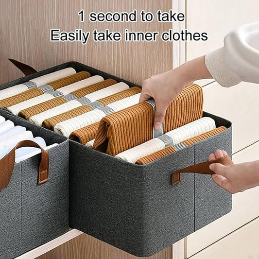 Foldable Closet Storage Box Bins Organizer System, Large Capacity Sturdy for Organizing Clothing, Sheets, Toys, Books - Shelf Organizer Shelves (3)