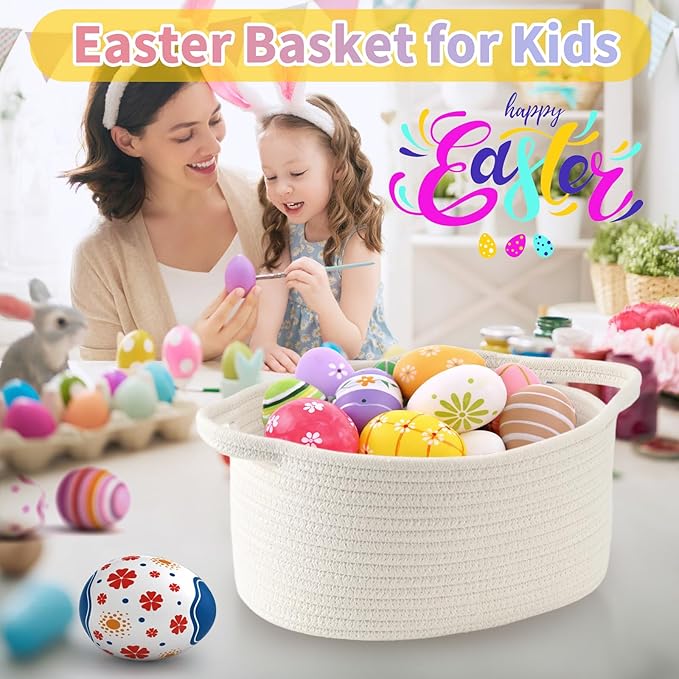 Yellow Woven Storage Basket with Handle – Versatile DIY Gift Basket for Valentine's Day, Baby Shower, Burr, Fundraisers – Decorative Organizer for Baby Toys, Pets & Home Storage