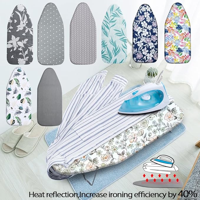 Small Ironing Board Cover Scorch Resistant, Table top Ironing Cover with Padding Heat Reflective Heavy Duty Pad (Colored Flowers, 12.5"x32")