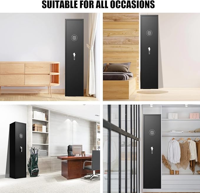 MARCREE Digital Password Long Gun Safes,Rifle Gun Safe Quick Access 5 Gun Storage Cabinet for Home Rifles Shotguns, Adjustable Support Frame, Removable Shelf, for Rifles Shotguns Pistols