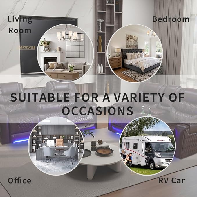 Living Room Furniture Sets, 2 Pieces Leather Power Reclining Sofa with Storage Console, Power Recliner Sofa and Loveseat with 4 Recliner Seats/LED Light/USB Port for Guest Room, Office