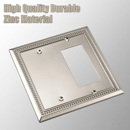 Henne Bery Sunken Pearls Heavy Duty Decorative Wall Plate Switch Plate Outlet Cover (Blank/Decorator, Satin Nickel)
