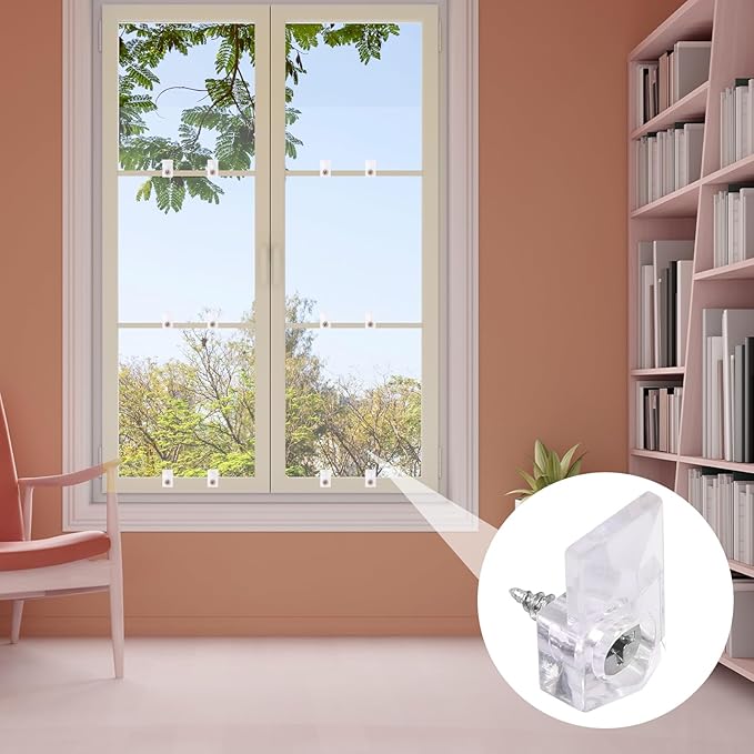 20 Set Mirror Hangers for Wall Mounting - Holders, Brackets, Hanging Clips - Clear Plastic Glass Crystal Hardware Frameless Kit
