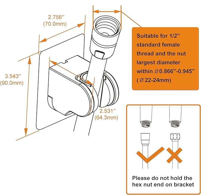 2 Pack No Drilling On Wall Mounted Shower Bracket for Handheld Shower Head, Strong Self Adhesive and Waterproof Shower Head Holder Adjustable to Meet Any Space Bathroom, Chrome
