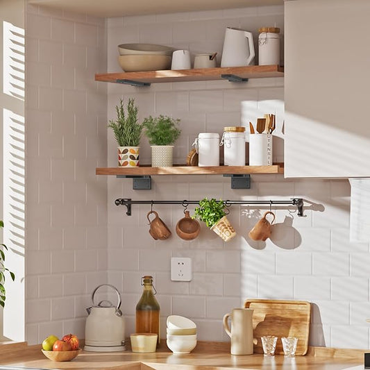 Floating Shelf Brackets 8 inch 10 Pack L Brackets for Shelves Black Metal Heavy Duty Shelf Bracket for DIY Decorative with Mounting Hardware