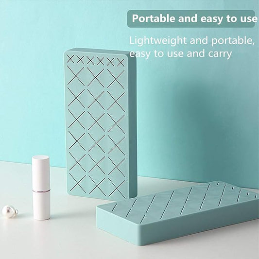 Silicone Lipstick Holder 18+6 Slots, Lipstick Organizer Stand Square Makeup Display Case for Brush Lip Eye Stick Nail Polish Brushes Eyebrow, Premium Cosmetic Organizer-Green