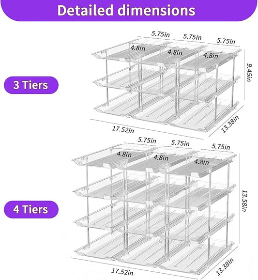 Can Organizer for Pantry, Upgraded Thickened Modular 3-Tier Combinable Can Storage and Beverage Dispenser Rack,Canned Food Organizer Rack Holds 36 Cans, Clear Can Holders for Pantry and Fridge