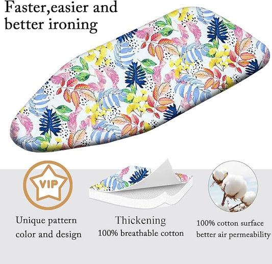 Small Ironing Board Cover Scorch Resistant, Table top Ironing Cover with Padding Heat Reflective Heavy Duty Pad (Colored Leaves, 12.5"x32")