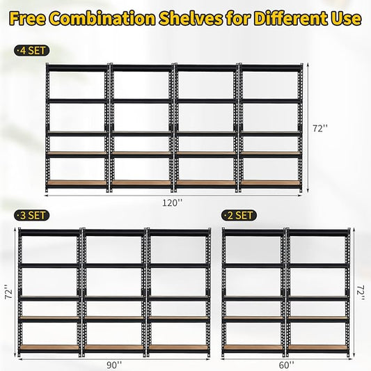 GarveeHome Heavy Duty Storage Shelves - 5 Tier 36 * 18 * 72 in, Adjustable Garage Storage Shelving, Metal Storage Utility Rack Shelf Unit