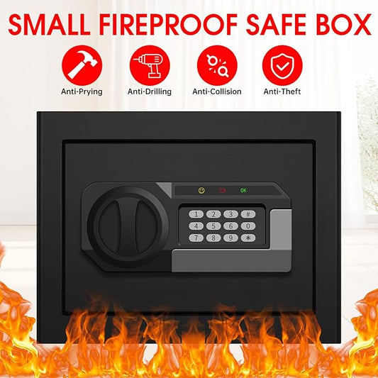 1.3 Cuft Safe Box Fireproof Waterproof, Digital Security Safes for Home Use Fire and Water Proof with Combination Lock, Alarm System and Removable Shelf, Anti-Theft Document Safes For Money, Jewelry