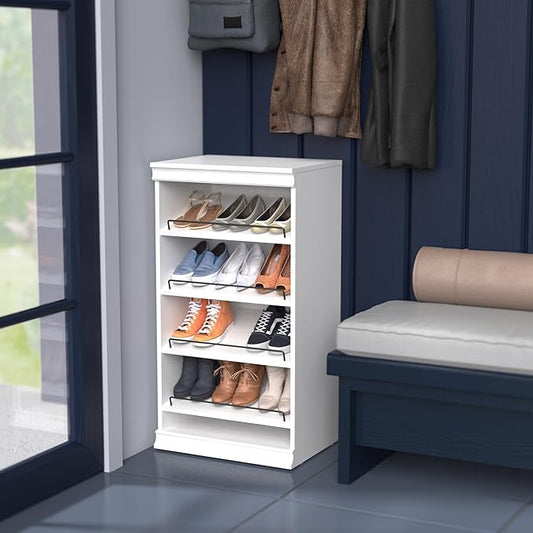 ClosetMaid Modular Storage Shelf Unit with Angled Shoe Shelves, White