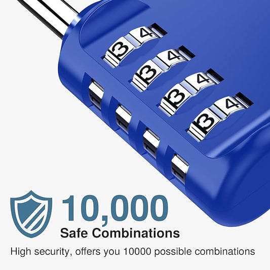 Puroma 4 Pack Combination Lock for Locker 4 Digit Outdoor Waterproof Padlock for School, Gym, Sports, Fence, Toolbox, Gate, Case, Outdoor, Hasp Storage, Cabinets (Blue)