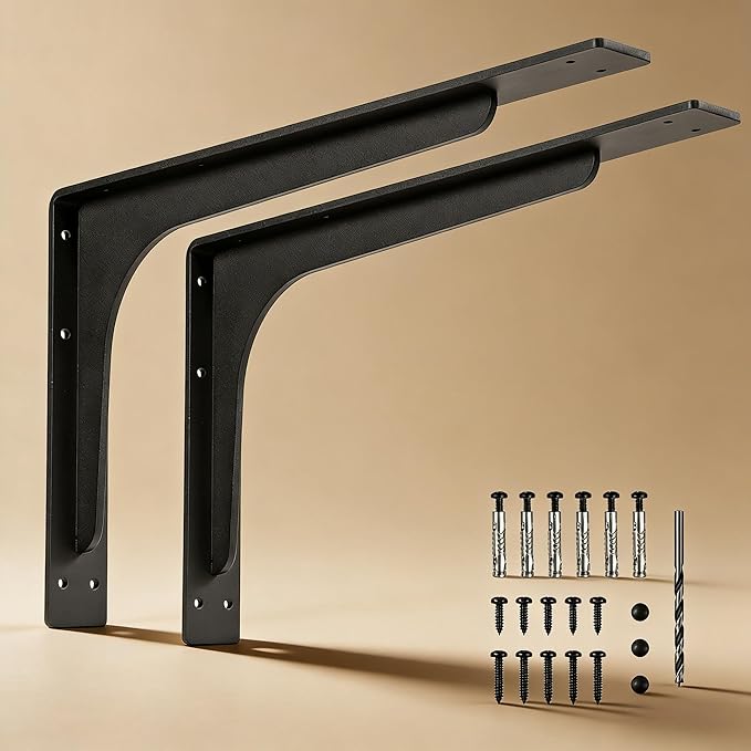 Shelf Support Bracket Heavy Duty, L Shelf Brackets ,max Load 300lbs, , Metal Brackets for Shelves, Counter Bracket ,Corner Brace,Pack of 2. ( (Supporting Bar) 30 "x 18.5 ")