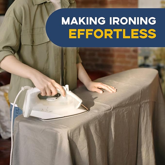 Ironing Board, 43x13 Full Size Iron Board with Iron Rest, Heavy Duty Compact Ironing Board with Thick Cover and Pad, Height Adjustable Sturdy Iron Stand, Blue