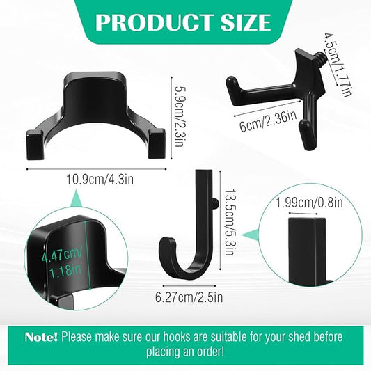 30 Pcs Storage Shed Tool Hooks Shed Accessories Compatible with Suncast/Craftsman J/U/V Shaped Tool Hanger Shelves Garden Garage Storage Organization Accessories for Hanging Shovel Rake(Black)