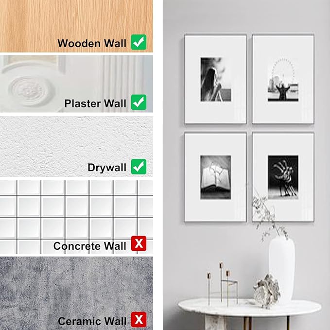 Double Headed Picture Hangers(20lbs-50pcs), Picture Hanging Nails, Thumb Tacks , Picture Nails, Wall Nails for Hanging, Professional Plaster Picture Hooks for Wooden Wall or Drywall