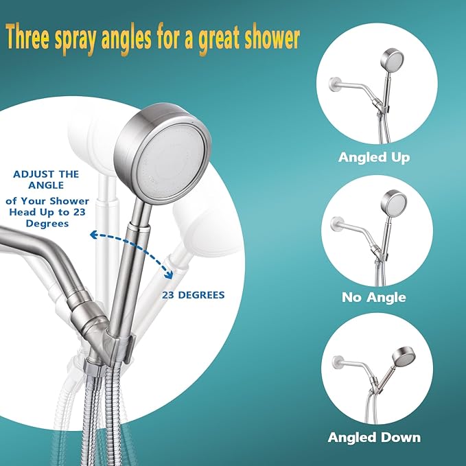 All Metal Handheld Shower Head Holder, Adjustable Shower Wand Holder with Brass Pivot Ball,Shower Arm Holder Mount for Connecting Shower Arm and Shower Hose, BRUSHED NICKEL