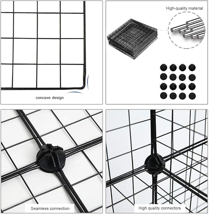 C&AHOME Wire Cube Storage, 16 Cubes Organizer Metal Grids Storage, Storage Bins Shelving, Modular Bookshelf Shelf, DIY Closet Cabinet Ideal for Bedroom, Office 48.4”L x 12.4”W x 48.4”H Black